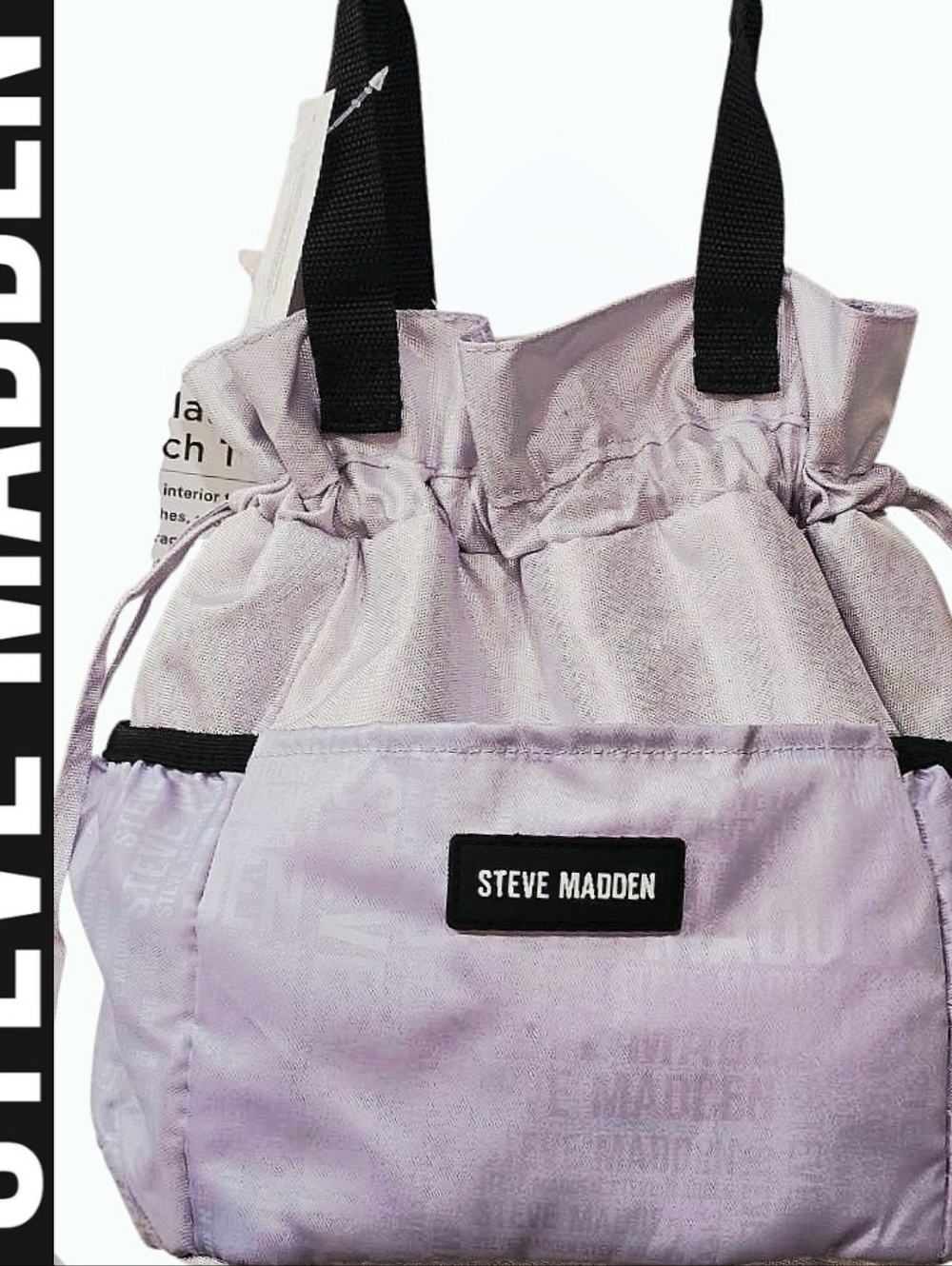 Steve Madden Repeat Logo Drawstring Insulated Lunch Tote Bag